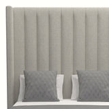 Nativa Interiors Aylet Vertical Channel Tufted Upholstered High 87" Solid + Manufactured Wood / Revolution Performance Fabrics® Commercial Grade Panel Bed Grey Queen - 71.00"W x 86.00"D x 87.00"H