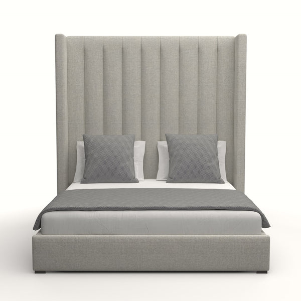 Nativa Interiors Aylet Vertical Channel Tufted Upholstered High 87" Solid + Manufactured Wood / Revolution Performance Fabrics® Commercial Grade Panel Bed Grey Queen - 71.00"W x 86.00"D x 87.00"H