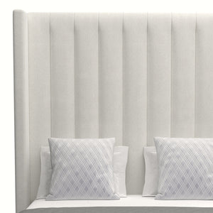Nativa Interiors Aylet Vertical Channel Tufted Upholstered High 87" Solid + Manufactured Wood / Revolution Performance Fabrics® Commercial Grade Panel Bed Off White Queen - 71.00"W x 86.00"D x 87.00"H
