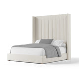 Nativa Interiors Aylet Vertical Channel Tufted Upholstered High 87" Solid + Manufactured Wood / Revolution Performance Fabrics® Commercial Grade Panel Bed Off White Queen - 71.00"W x 86.00"D x 87.00"H