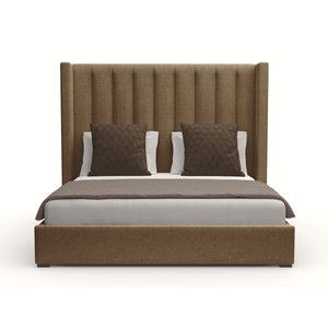 Nativa Interiors Aylet Vertical Channel Tufted Upholstered Medium 67" Solid + Manufactured Wood / Revolution Performance Fabrics® Commercial Grade Panel Bed Brown Queen - 71.00"W x 86.00"D x 67.00"H