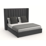 Nativa Interiors Aylet Vertical Channel Tufted Upholstered Medium 67" Solid + Manufactured Wood / Revolution Performance Fabrics® Commercial Grade Panel Bed Charcoal Queen - 71.00"W x 86.00"D x 67.00"H