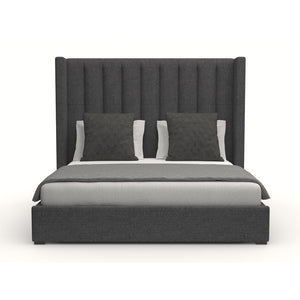 Nativa Interiors Aylet Vertical Channel Tufted Upholstered Medium 67" Solid + Manufactured Wood / Revolution Performance Fabrics® Commercial Grade Panel Bed Charcoal Queen - 71.00"W x 86.00"D x 67.00"H