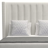 Nativa Interiors Aylet Vertical Channel Tufted Upholstered Medium 67" Solid + Manufactured Wood / Revolution Performance Fabrics® Commercial Grade Panel Bed Off White Queen - 71.00"W x 86.00"D x 67.00"H