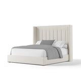 Nativa Interiors Aylet Vertical Channel Tufted Upholstered Medium 67" Solid + Manufactured Wood / Revolution Performance Fabrics® Commercial Grade Panel Bed Off White Queen - 71.00"W x 86.00"D x 67.00"H