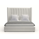 Nativa Interiors Aylet Vertical Channel Tufted Upholstered Medium 67" Solid + Manufactured Wood / Revolution Performance Fabrics® Commercial Grade Panel Bed Off White Queen - 71.00"W x 86.00"D x 67.00"H