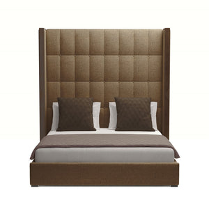 Nativa Interiors Irenne Box Tufted Upholstered High 87" Solid + Manufactured Wood / Revolution Performance Fabrics® Commercial Grade Panel Bed Brown Queen - 71.00"W x 86.00"D x 87.00"H