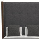 Nativa Interiors Irenne Box Tufted Upholstered High 87" Solid + Manufactured Wood / Revolution Performance Fabrics® Commercial Grade Panel Bed Charcoal Queen - 71.00"W x 86.00"D x 87.00"H