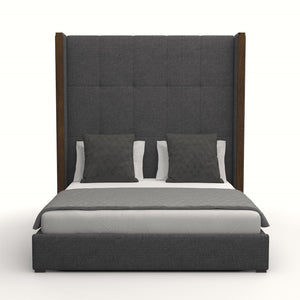 Nativa Interiors Irenne Box Tufted Upholstered High 87" Solid + Manufactured Wood / Revolution Performance Fabrics® Commercial Grade Panel Bed Charcoal Queen - 71.00"W x 86.00"D x 87.00"H