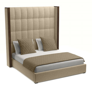 Nativa Interiors Irenne Box Tufted Upholstered High 87" Solid + Manufactured Wood / Revolution Performance Fabrics® Commercial Grade Panel Bed Flax Queen - 71.00"W x 86.00"D x 87.00"H