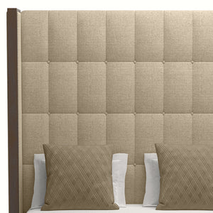 Nativa Interiors Irenne Box Tufted Upholstered High 87" Solid + Manufactured Wood / Revolution Performance Fabrics® Commercial Grade Panel Bed Flax Queen - 71.00"W x 86.00"D x 87.00"H