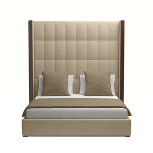 Nativa Interiors Irenne Box Tufted Upholstered High 87" Solid + Manufactured Wood / Revolution Performance Fabrics® Commercial Grade Panel Bed Flax Queen - 71.00"W x 86.00"D x 87.00"H