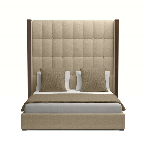 Nativa Interiors Irenne Box Tufted Upholstered High 87" Solid + Manufactured Wood / Revolution Performance Fabrics® Commercial Grade Panel Bed Flax Queen - 71.00"W x 86.00"D x 87.00"H