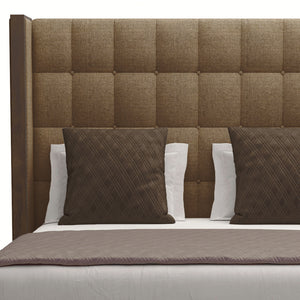 Nativa Interiors Irenne Box Tufted Upholstered Medium 67" Solid + Manufactured Wood / Revolution Performance Fabrics® Commercial Grade Panel Bed Brown Queen - 71.00"W x 86.00"D x 67.00"H