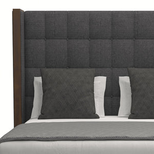 Nativa Interiors Irenne Box Tufted Upholstered Medium 67" Solid + Manufactured Wood / Revolution Performance Fabrics® Commercial Grade Panel Bed Charcoal Queen - 71.00"W x 86.00"D x 67.00"H