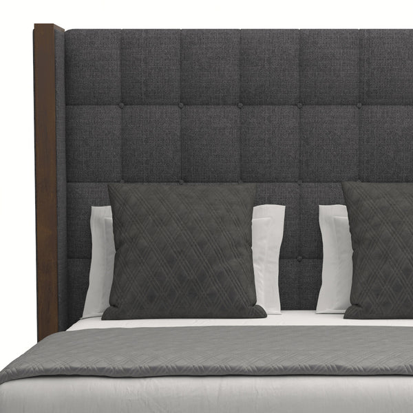 Nativa Interiors Irenne Box Tufted Upholstered Medium 67" Solid + Manufactured Wood / Revolution Performance Fabrics® Commercial Grade Panel Bed Charcoal Queen - 71.00"W x 86.00"D x 67.00"H
