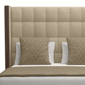 Nativa Interiors Irenne Box Tufted Upholstered Medium 67" Solid + Manufactured Wood / Revolution Performance Fabrics® Commercial Grade Panel Bed Flax Queen - 71.00"W x 86.00"D x 67.00"H