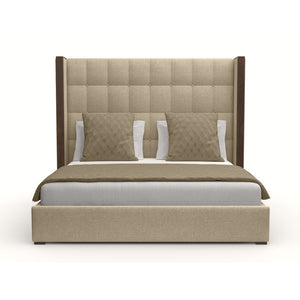 Nativa Interiors Irenne Box Tufted Upholstered Medium 67" Solid + Manufactured Wood / Revolution Performance Fabrics® Commercial Grade Panel Bed Flax Queen - 71.00"W x 86.00"D x 67.00"H