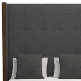 Nativa Interiors Irenne Button Tufted Upholstered High 87" Solid + Manufactured Wood / Revolution Performance Fabrics® Commercial Grade Panel Bed Charcoal Queen - 71.00"W x 86.00"D x 87.00"H