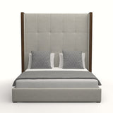 Nativa Interiors Irenne Button Tufted Upholstered High 87" Solid + Manufactured Wood / Revolution Performance Fabrics® Commercial Grade Panel Bed Grey Queen - 71.00"W x 86.00"D x 87.00"H