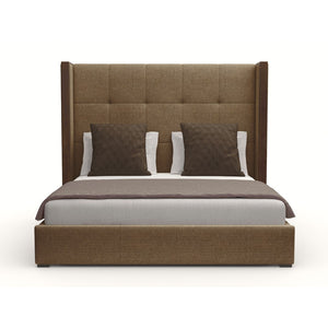 Nativa Interiors Irenne Button Tufted Upholstered Medium 67" Solid + Manufactured Wood / Revolution Performance Fabrics® Commercial Grade Panel Bed Brown Queen - 71.00"W x 86.00"D x 67.00"H