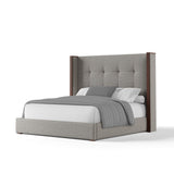 Nativa Interiors Irenne Button Tufted Upholstered Medium 67" Solid + Manufactured Wood / Revolution Performance Fabrics® Commercial Grade Panel Bed Grey Queen - 71.00"W x 86.00"D x 67.00"H