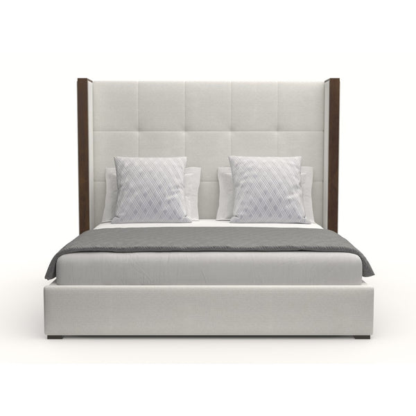 Nativa Interiors Irenne Button Tufted Upholstered Medium 67" Solid + Manufactured Wood / Revolution Performance Fabrics® Commercial Grade Panel Bed Off White Queen - 71.00"W x 86.00"D x 67.00"H