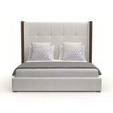 Nativa Interiors Irenne Button Tufted Upholstered Medium 67" Solid + Manufactured Wood / Revolution Performance Fabrics® Commercial Grade Panel Bed Off White Queen - 71.00"W x 86.00"D x 67.00"H