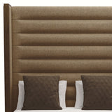 Nativa Interiors Irenne Horizontal Channel Tufted Upholstered High 87" Solid + Manufactured Wood / Revolution Performance Fabrics® Commercial Grade Panel Bed Brown Queen - 71.00"W x 86.00"D x 87.00"H