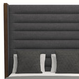 Nativa Interiors Irenne Horizontal Channel Tufted Upholstered High 87" Solid + Manufactured Wood / Revolution Performance Fabrics® Commercial Grade Panel Bed Charcoal Queen - 71.00"W x 86.00"D x 87.00"H