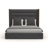 Nativa Interiors Irenne Horizontal Channel Tufted Upholstered Medium 67" Solid + Manufactured Wood / Revolution Performance Fabrics® Commercial Grade Panel Bed Charcoal Queen - 71.00"W x 86.00"D x 67.00"H