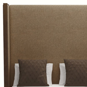 Nativa Interiors Irenne Plain Upholstered High 87" Solid + Manufactured Wood / Revolution Performance Fabrics® Commercial Grade Panel Bed Brown Queen - 71.00"W x 86.00"D x 87.00"H
