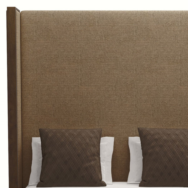 Nativa Interiors Irenne Plain Upholstered High 87" Solid + Manufactured Wood / Revolution Performance Fabrics® Commercial Grade Panel Bed Brown Queen - 71.00"W x 86.00"D x 87.00"H