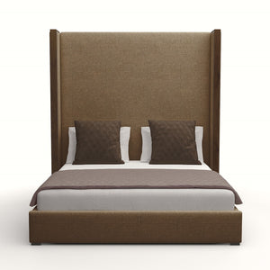Nativa Interiors Irenne Plain Upholstered High 87" Solid + Manufactured Wood / Revolution Performance Fabrics® Commercial Grade Panel Bed Brown Queen - 71.00"W x 86.00"D x 87.00"H