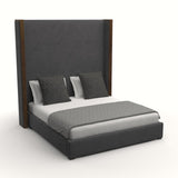 Nativa Interiors Irenne Plain Upholstered High 87" Solid + Manufactured Wood / Revolution Performance Fabrics® Commercial Grade Panel Bed Charcoal Queen - 71.00"W x 86.00"D x 87.00"H