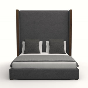 Nativa Interiors Irenne Plain Upholstered High 87" Solid + Manufactured Wood / Revolution Performance Fabrics® Commercial Grade Panel Bed Charcoal Queen - 71.00"W x 86.00"D x 87.00"H