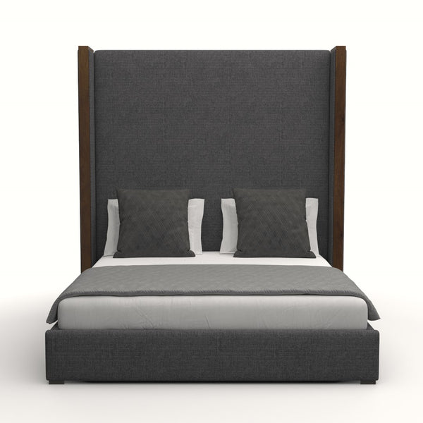 Nativa Interiors Irenne Plain Upholstered High 87" Solid + Manufactured Wood / Revolution Performance Fabrics® Commercial Grade Panel Bed Charcoal Queen - 71.00"W x 86.00"D x 87.00"H