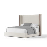 Nativa Interiors Irenne Plain Upholstered Medium 67" Solid + Manufactured Wood / Revolution Performance Fabrics® Commercial Grade Panel Bed Off White Queen - 71.00"W x 86.00"D x 67.00"H