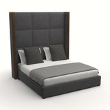 Nativa Interiors Irenne Square Tufted Upholstered High 87" Solid + Manufactured Wood / Revolution Performance Fabrics® Commercial Grade Panel Bed Charcoal Queen - 71.00"W x 86.00"D x 87.00"H