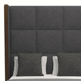 Nativa Interiors Irenne Square Tufted Upholstered High 87" Solid + Manufactured Wood / Revolution Performance Fabrics® Commercial Grade Panel Bed Charcoal Queen - 71.00"W x 86.00"D x 87.00"H