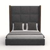 Nativa Interiors Irenne Square Tufted Upholstered High 87" Solid + Manufactured Wood / Revolution Performance Fabrics® Commercial Grade Panel Bed Charcoal Queen - 71.00"W x 86.00"D x 87.00"H