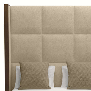 Nativa Interiors Irenne Square Tufted Upholstered High 87" Solid + Manufactured Wood / Revolution Performance Fabrics® Commercial Grade Panel Bed Flax Queen - 71.00"W x 86.00"D x 87.00"H