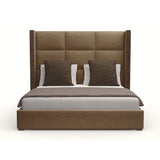 Nativa Interiors Irenne Square Tufted Upholstered Medium 67" Solid + Manufactured Wood / Revolution Performance Fabrics® Commercial Grade Panel Bed Brown Queen - 71.00"W x 86.00"D x 67.00"H