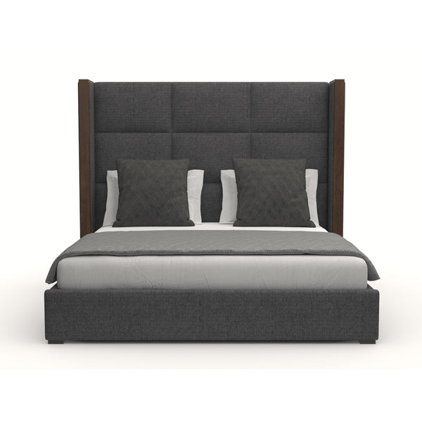 Nativa Interiors Irenne Square Tufted Upholstered Medium 67" Solid + Manufactured Wood / Revolution Performance Fabrics® Commercial Grade Panel Bed Charcoal Queen - 71.00"W x 86.00"D x 67.00"H