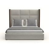 Nativa Interiors Irenne Square Tufted Upholstered Medium 67" Solid + Manufactured Wood / Revolution Performance Fabrics® Commercial Grade Panel Bed Grey Queen - 71.00"W x 86.00"D x 67.00"H