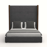 Nativa Interiors Irenne Simple Tufted Upholstered High 87" Solid + Manufactured Wood / Revolution Performance Fabrics® Commercial Grade Panel Bed Charcoal Queen - 71.00"W x 86.00"D x 87.00"H