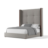 Nativa Interiors Irenne Simple Tufted Upholstered High 87" Solid + Manufactured Wood / Revolution Performance Fabrics® Commercial Grade Panel Bed Grey Queen - 71.00"W x 86.00"D x 87.00"H