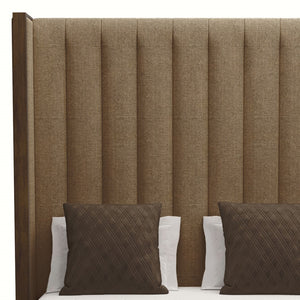 Nativa Interiors Irenne Vertical Channel Tufted Upholstered High 87" Solid + Manufactured Wood / Revolution Performance Fabrics® Commercial Grade Panel Bed Brown Queen - 71.00"W x 86.00"D x 87.00"H