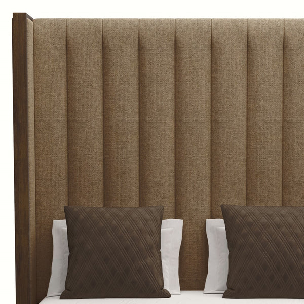 Nativa Interiors Irenne Vertical Channel Tufted Upholstered High 87" Solid + Manufactured Wood / Revolution Performance Fabrics® Commercial Grade Panel Bed Brown Queen - 71.00"W x 86.00"D x 87.00"H
