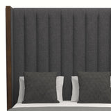 Nativa Interiors Irenne Vertical Channel Tufted Upholstered High 87" Solid + Manufactured Wood / Revolution Performance Fabrics® Commercial Grade Panel Bed Charcoal Queen - 71.00"W x 86.00"D x 87.00"H